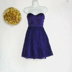 Hailey Logan By Adrianna Papell Womens A Line Dress Blue Lined Strapless 3/4